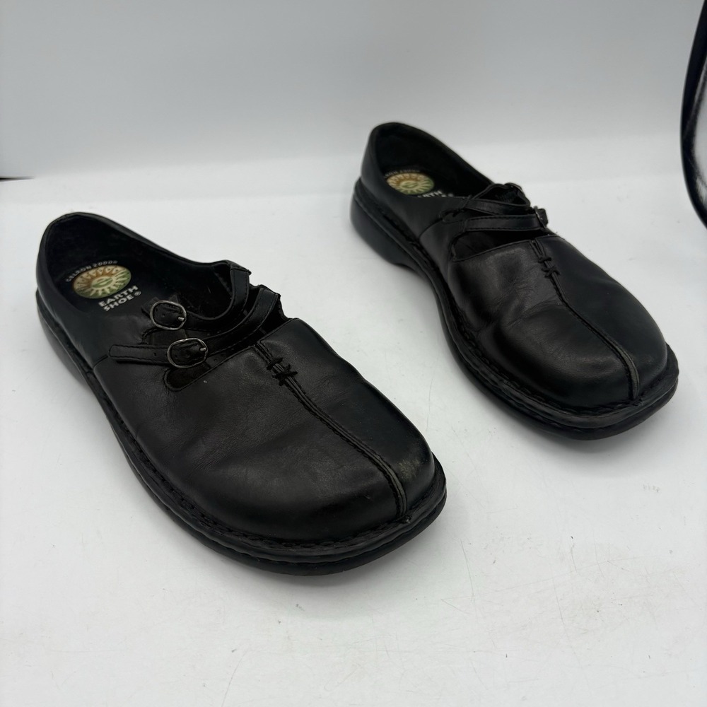 Earth Shoe Womens Size 8 Lily Mary Jane Black Leather Buckle Slip On Gelron 2000